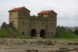 The reconstructed gatehouse of Arbeia Roman fort in South Shields